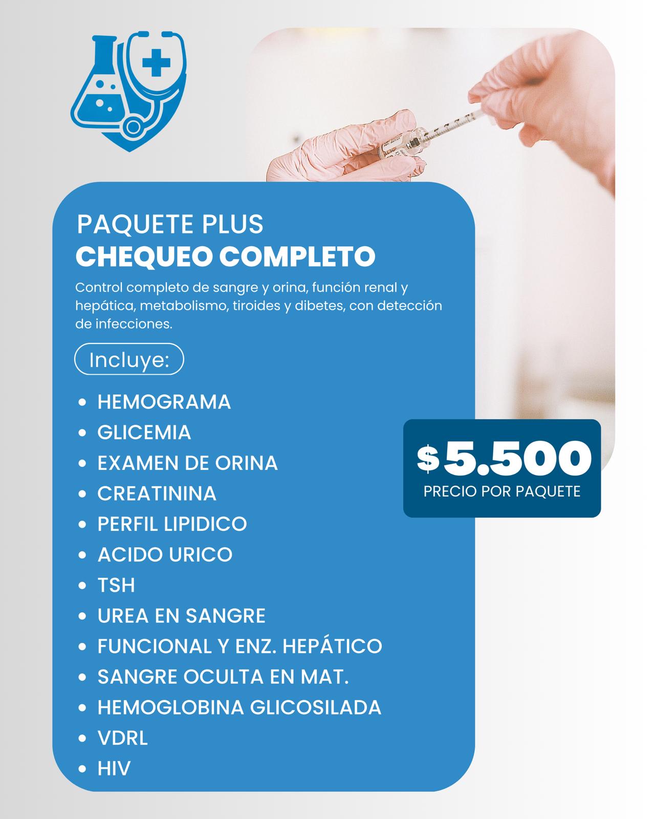 Paquete Plus Chequeo Completo